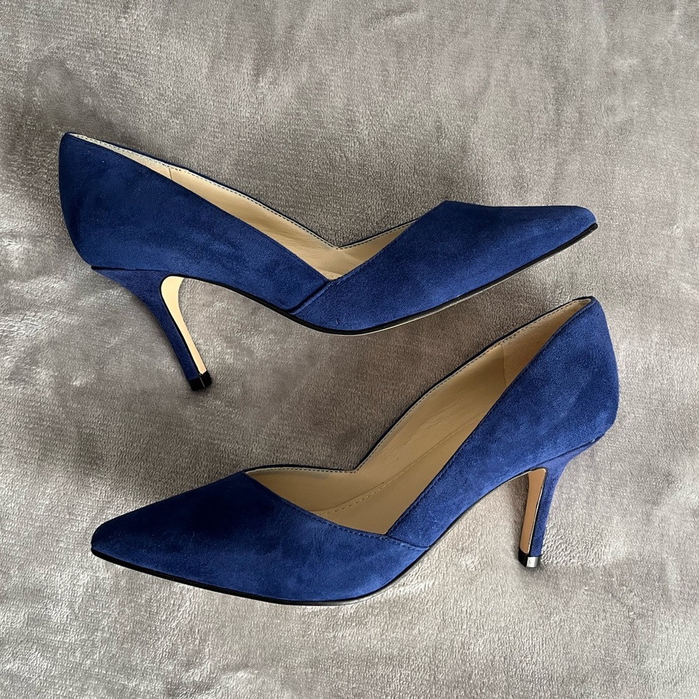 Marc Fisher Tuscany Slip On Stiletto Dress Pumps Blue Suede